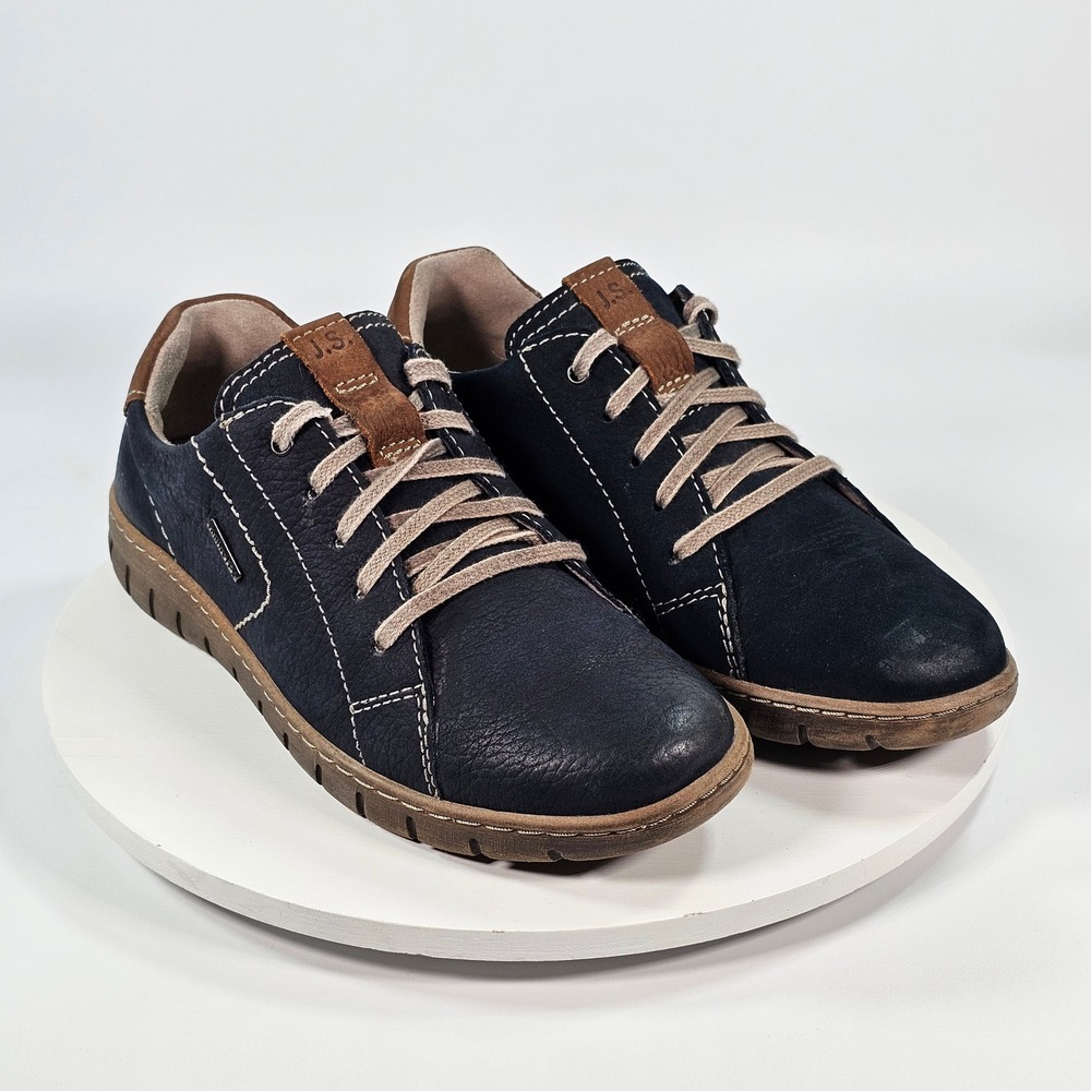 Josef Seibel Caren 01 Navy Blue Leather Lace Up Sneakers Womens 39 TopDry Tex